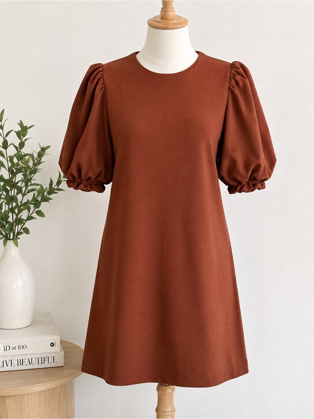 Preston & York Women’s Brown Mini Dress Puff Sleeve Size 6